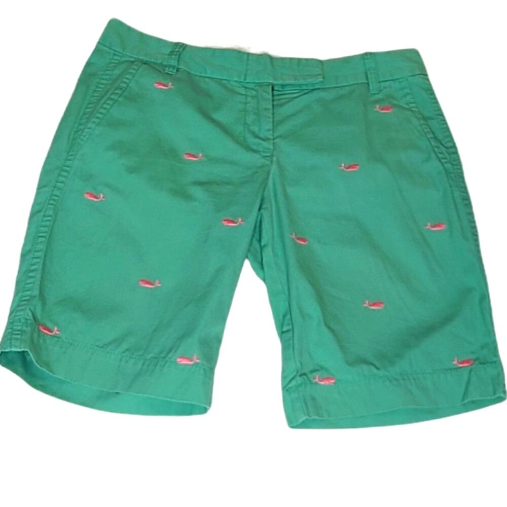 J. Crew classic fit twill Chino Bermuda short size 6 whale print